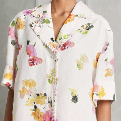 AJE oversized floral cotton shirt