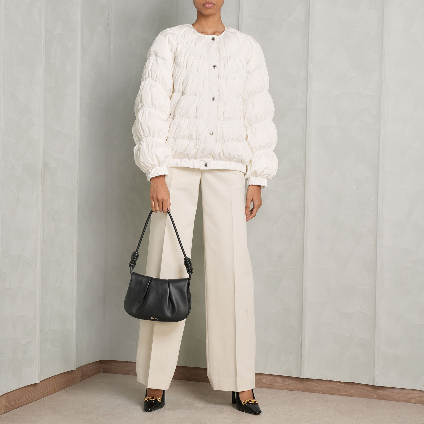 CHLOÉ Ruched white puffer jacket