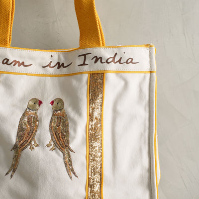 Artchives White Parrot Paradise Tote Bag