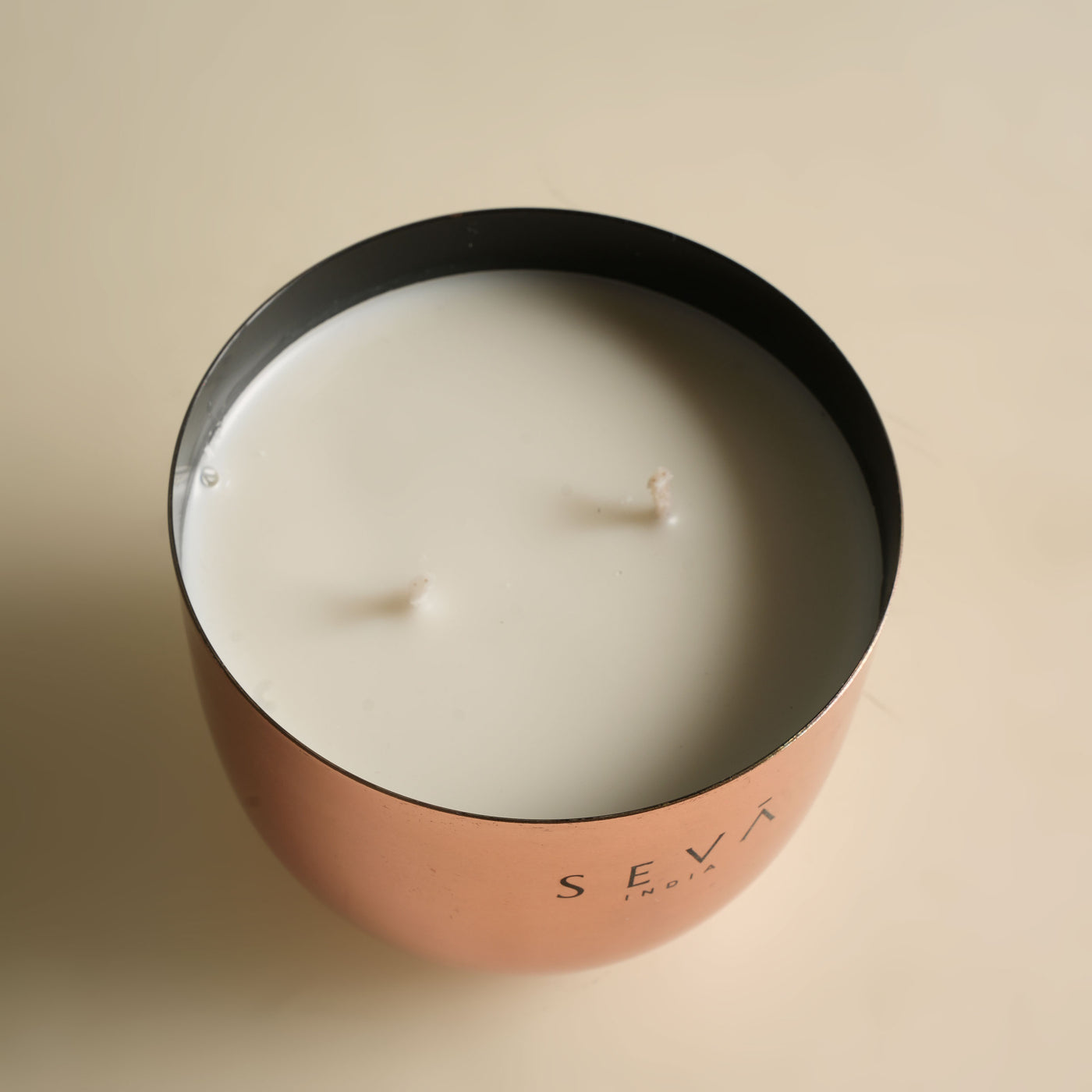 SEVA INDIA Heirloom Rose gold Bowl Soy Candle with cotton wicks