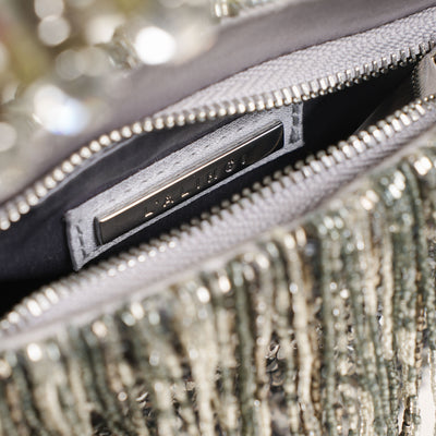 L'alingi Fringe Micro Eternity Clutch silver sequined