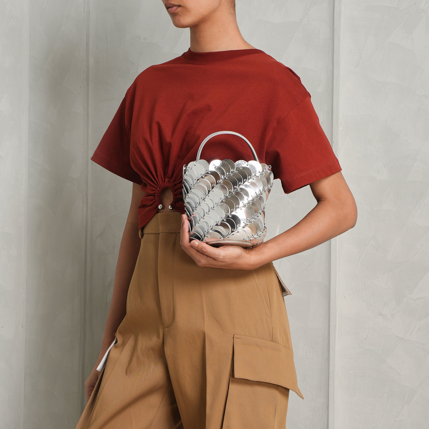 Rabanne Silver Bucket Bag