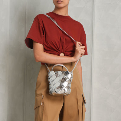 Rabanne Top Handle Silver Bucket Bag