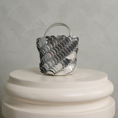 Rabanne Small Silver Bucket Bag