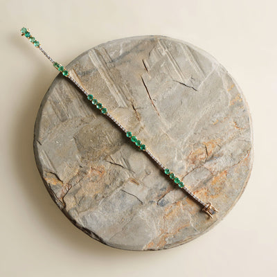 Round Emerald and Diamond Bracelet