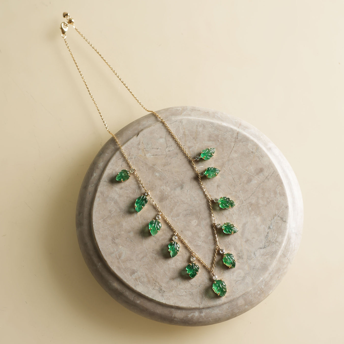 Simsum Emerald Leaves Necklace