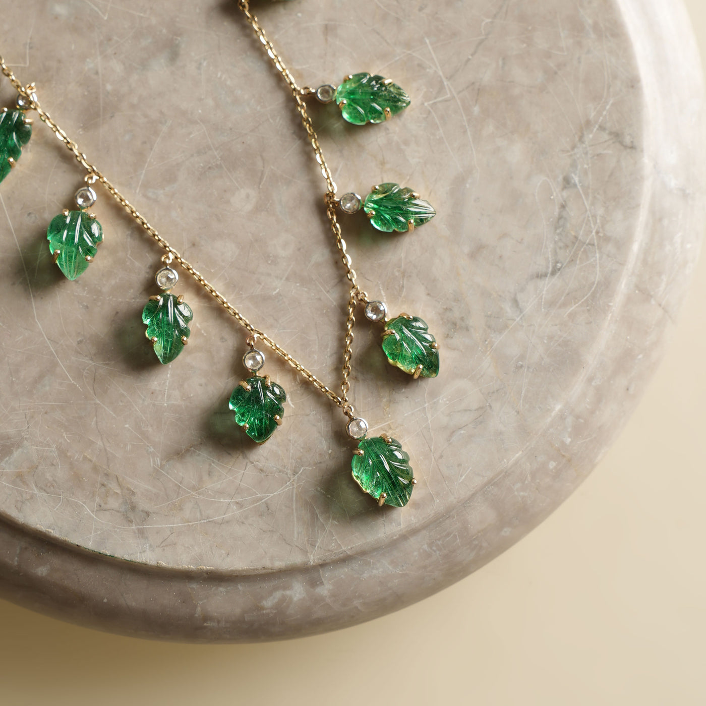 Simsum Gold Emerald Leaves Necklace