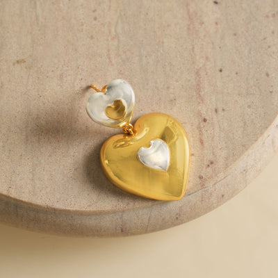 Love Letter Carmen Heart Silver Gold Earrings