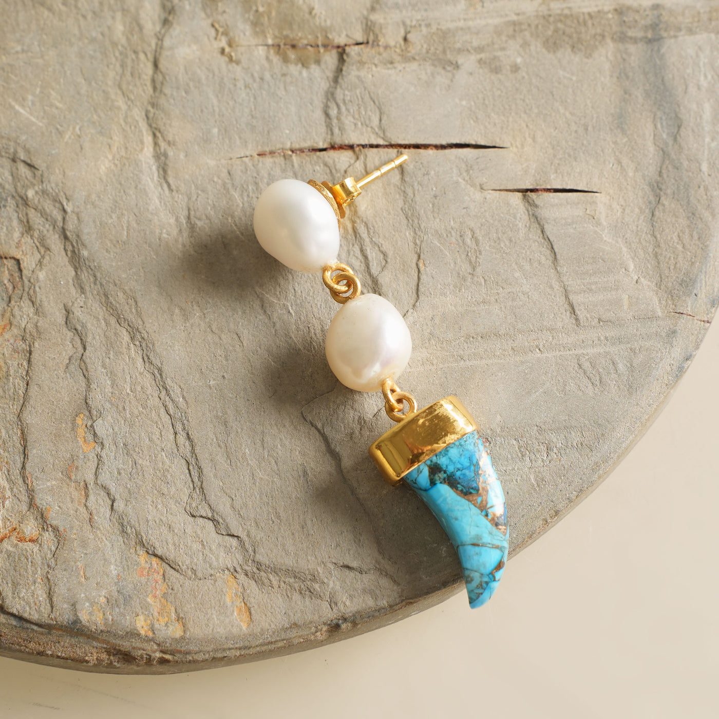 Nora Pearl Blue Statement Earrings