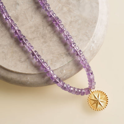 Love Letter Purple Amethyst Star Necklace