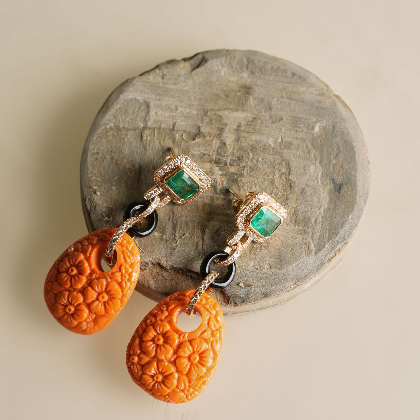 Emerald Coral Earrings