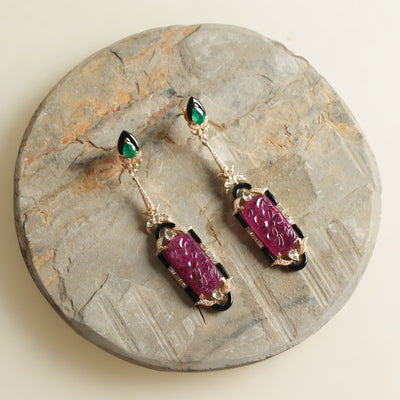 Onyx Emerald Earrings