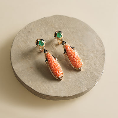 TALLIN JEWELS Emerald Coral Earrings