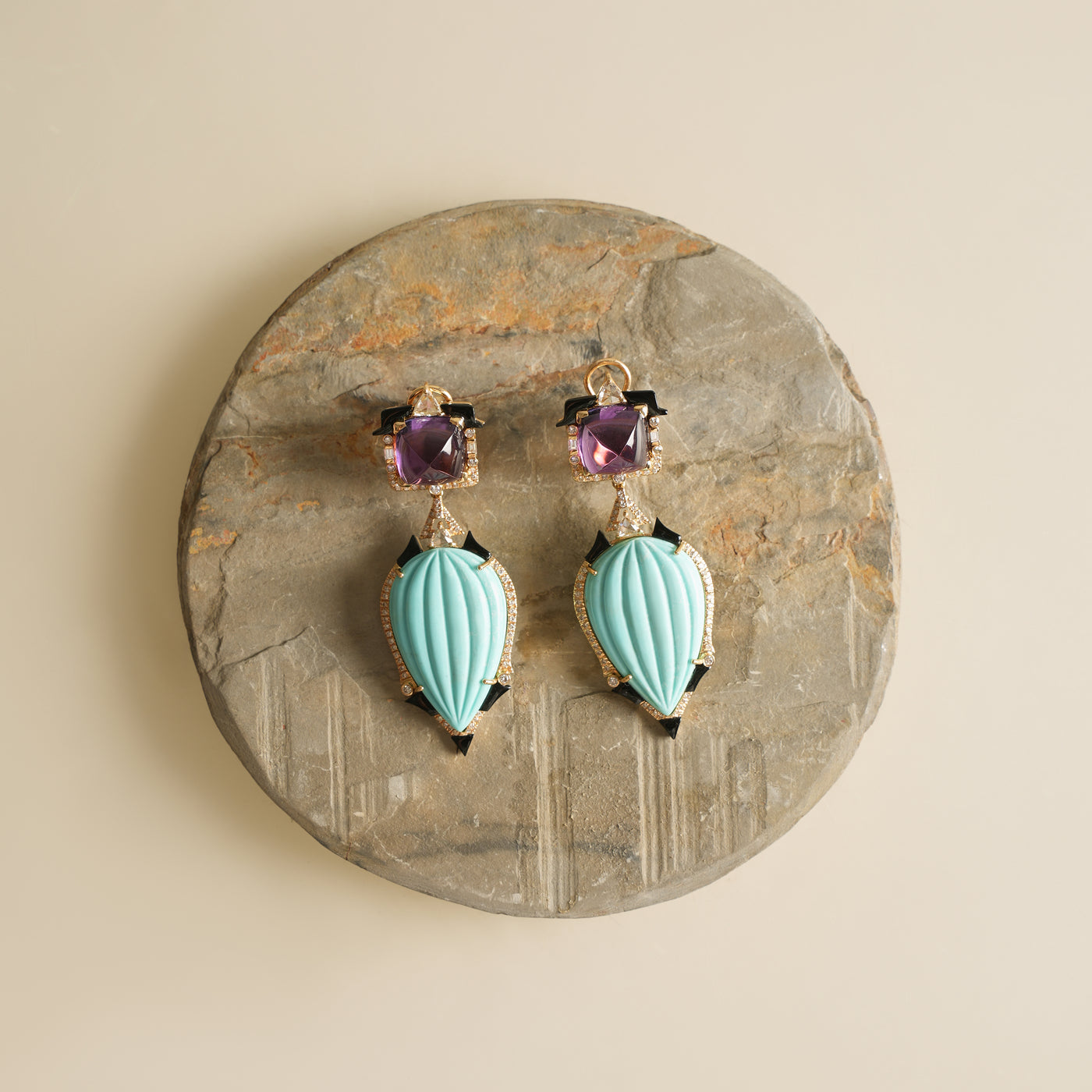 TALLIN JEWELS Amethyst Turquoise Earrings