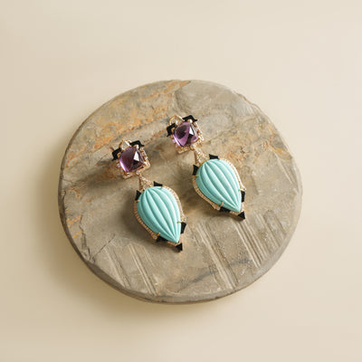 TALLIN JEWELS Amethyst Turquoise Earrings