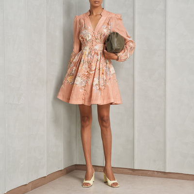 Zimmermann Tallow Plunge Mini Dress