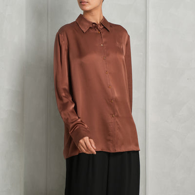 satin brown blouse le mill