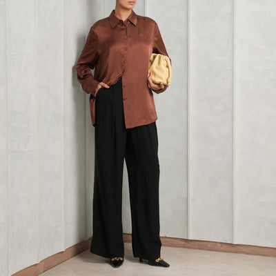 brown satin shirt