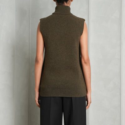 LOEWE Brown fur wool zipped puzzle fold vest