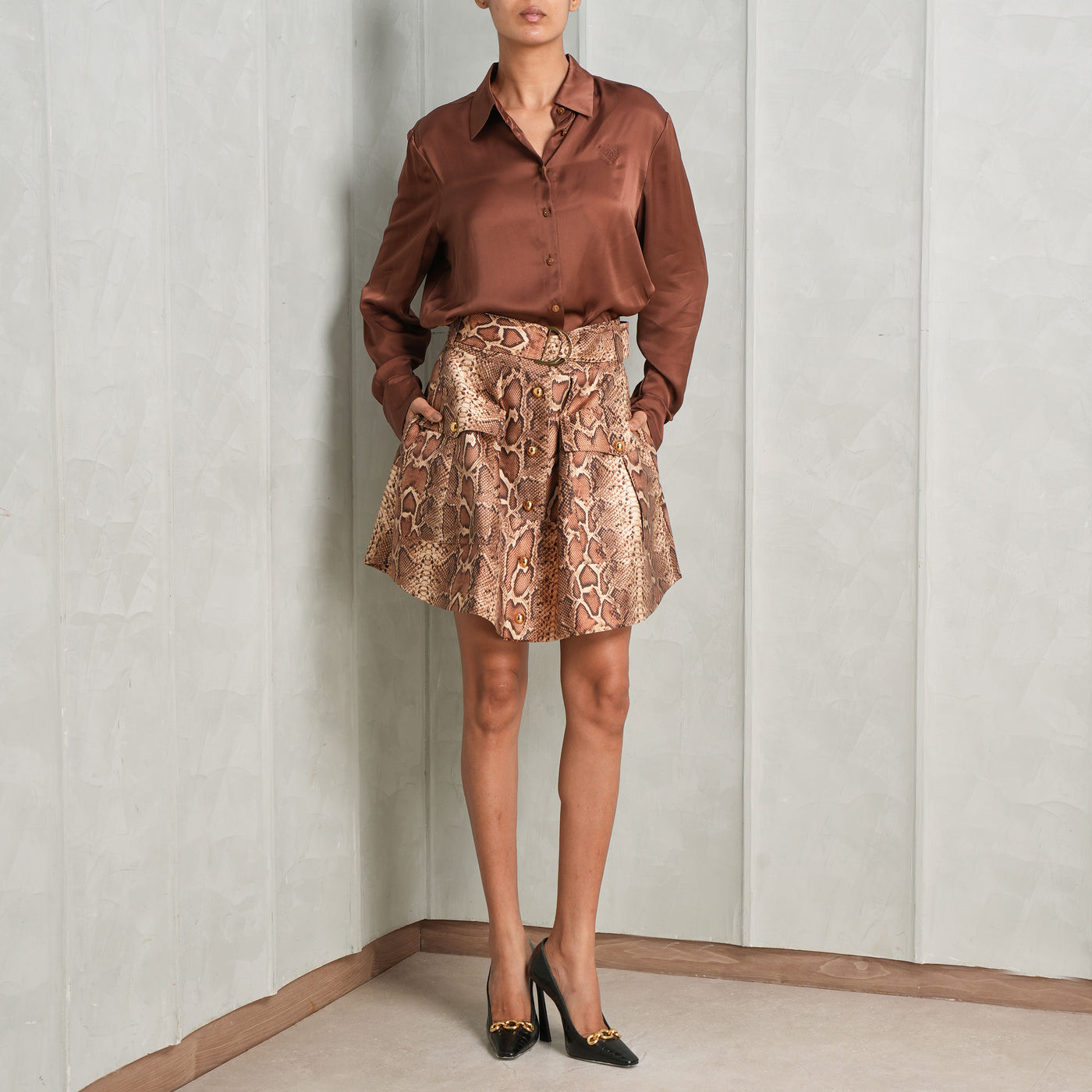 toffee brown mini skirt zimmermann