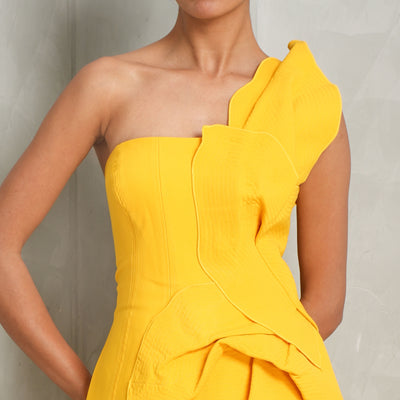 yellow one shoulder dress at le mill by acler