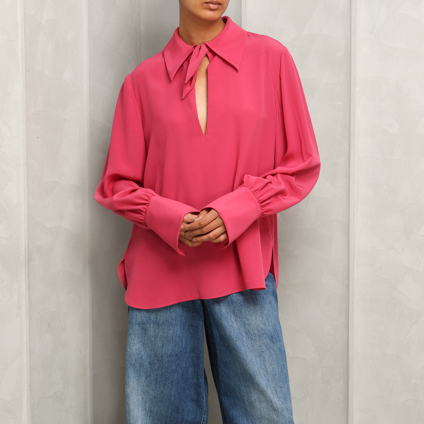 Scarf-tie blouse
