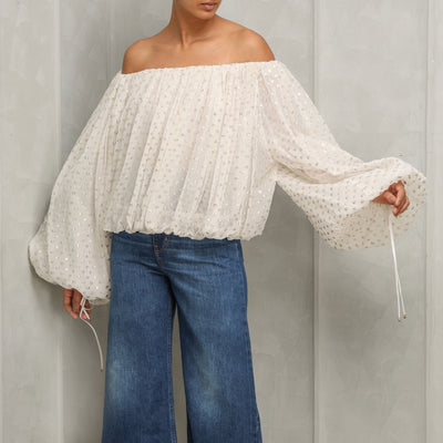 Gathered off-the-shoulder top