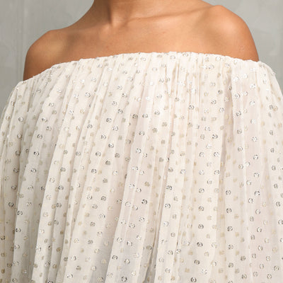 Gathered off-the-shoulder top