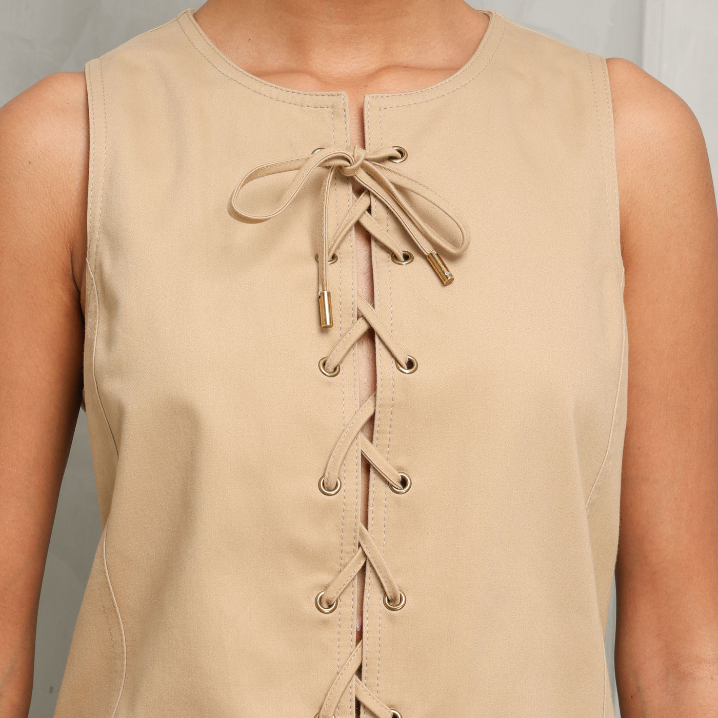Lace-up pinafore dress