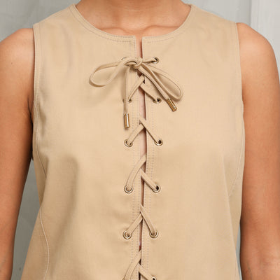 Lace-up pinafore dress