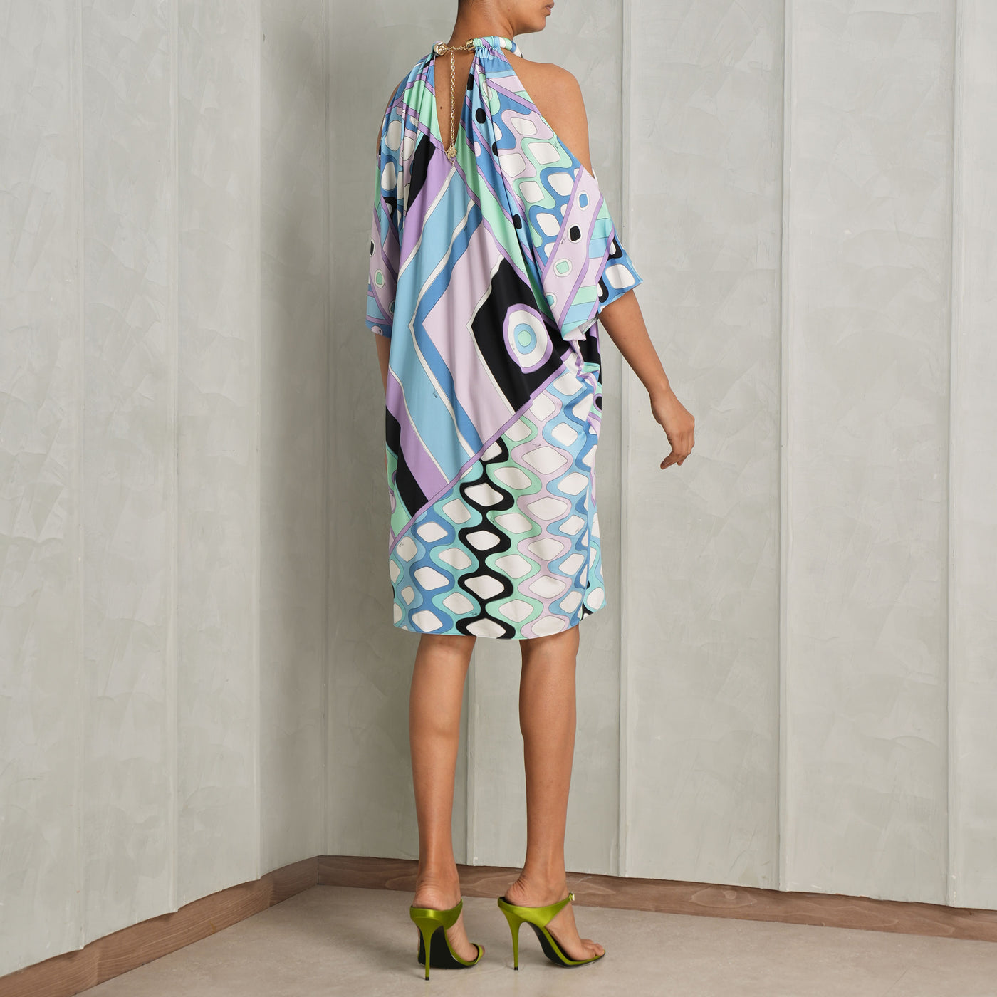 PUCCI Straight Hem Printed Draped Kaftan Dress