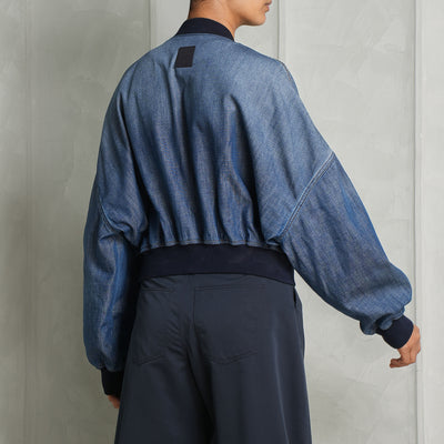 LOEWE Denim Bomber Jacket blue black long sleeves