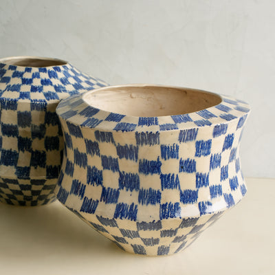 Grid Glazed Vase