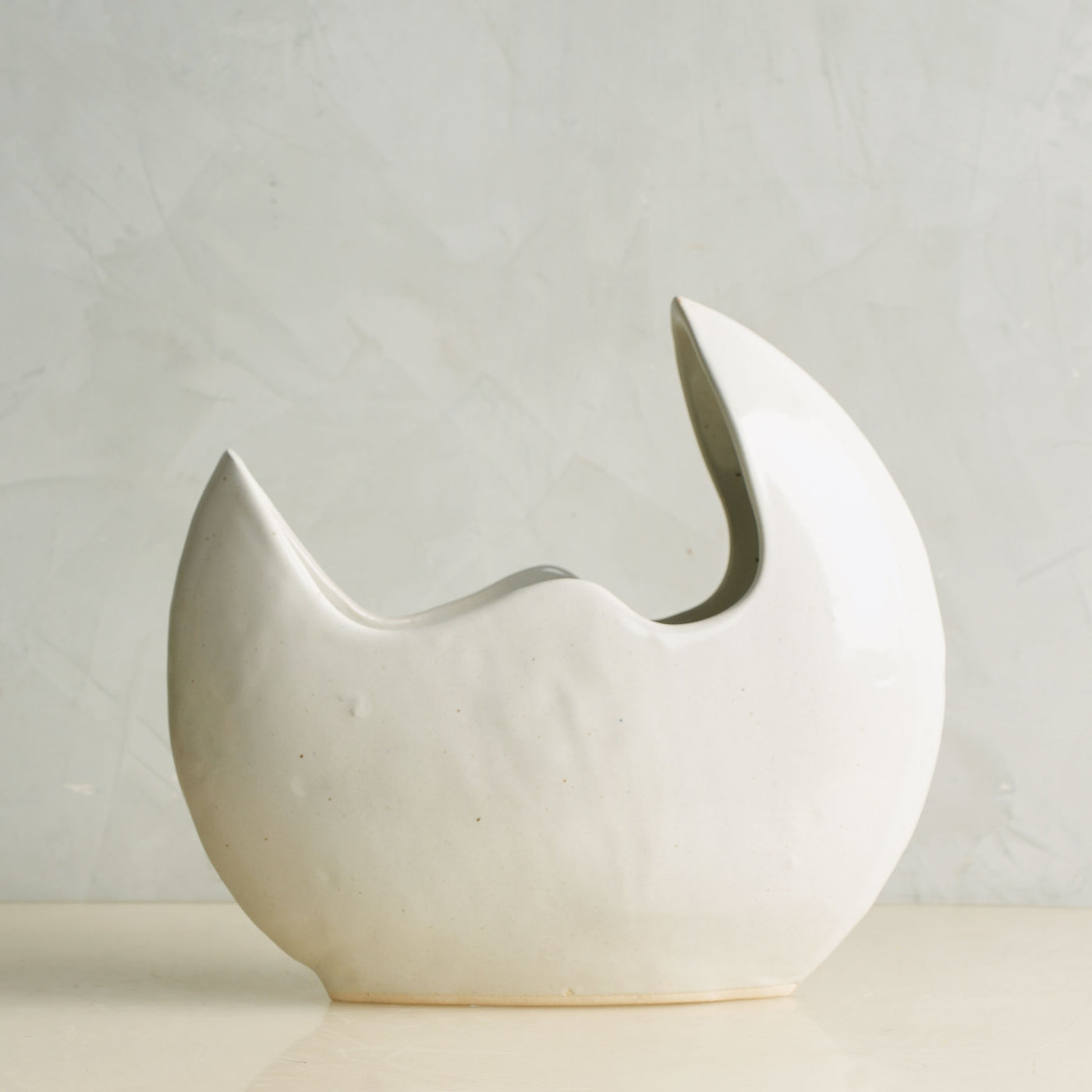 White Half Moon Vase