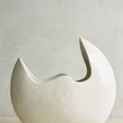 White Half Moon Vase