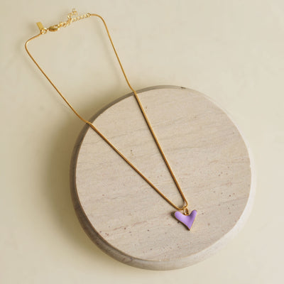 LUNAYA Heart Necklace purple enamel