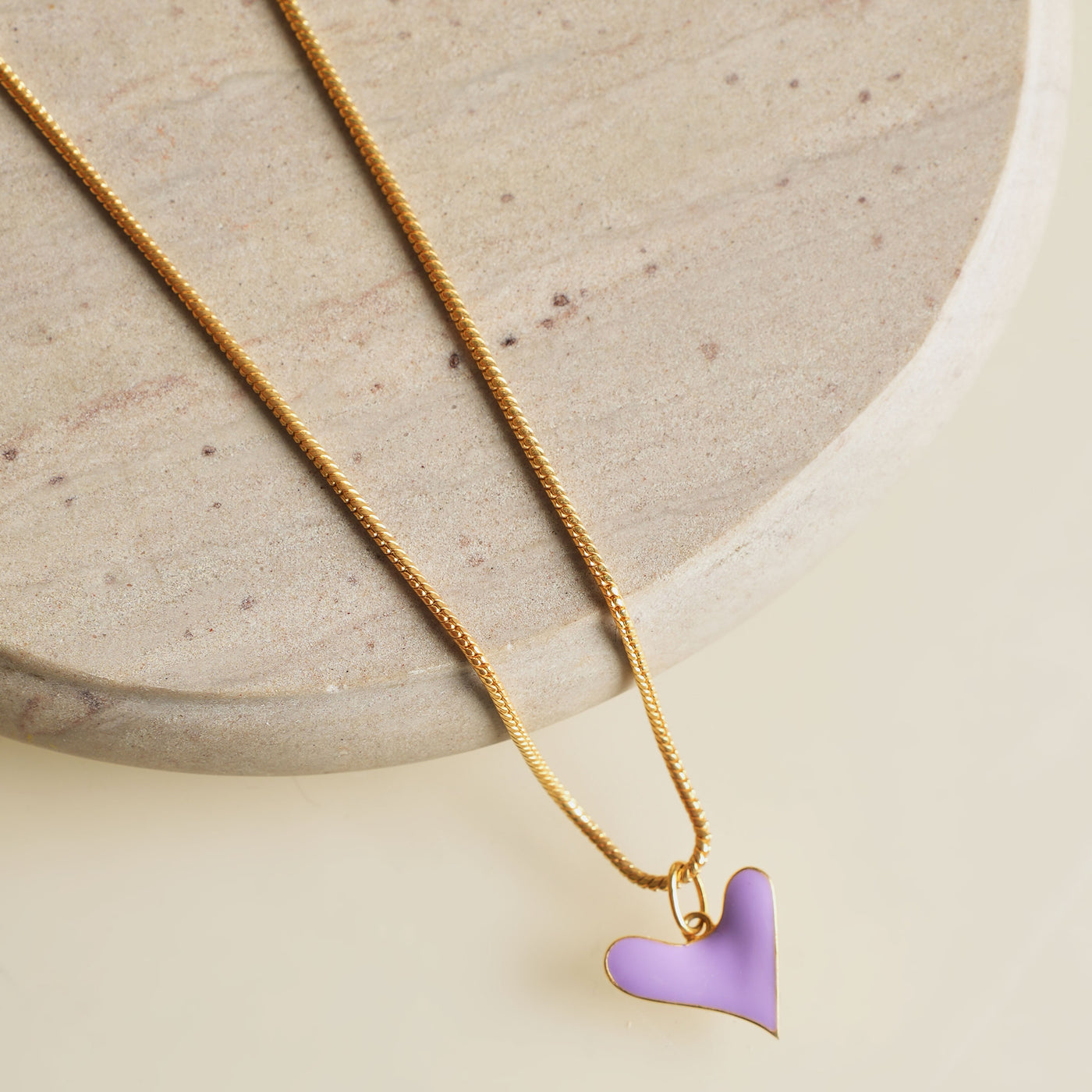 LUNAYA Heart Necklace purple enamel long chain