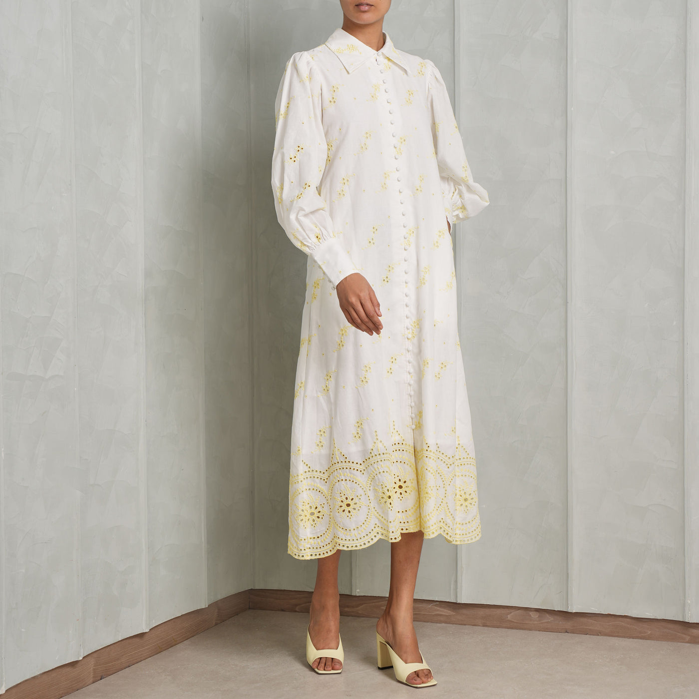 MALIE Avery Dress White and Yellow