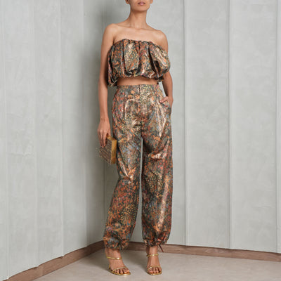 ULLA JOHNSON lyla strapless top with dafne printed trousers