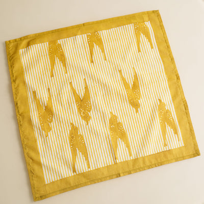 Ecru Yellow Bird Stripes Cotton Napkins