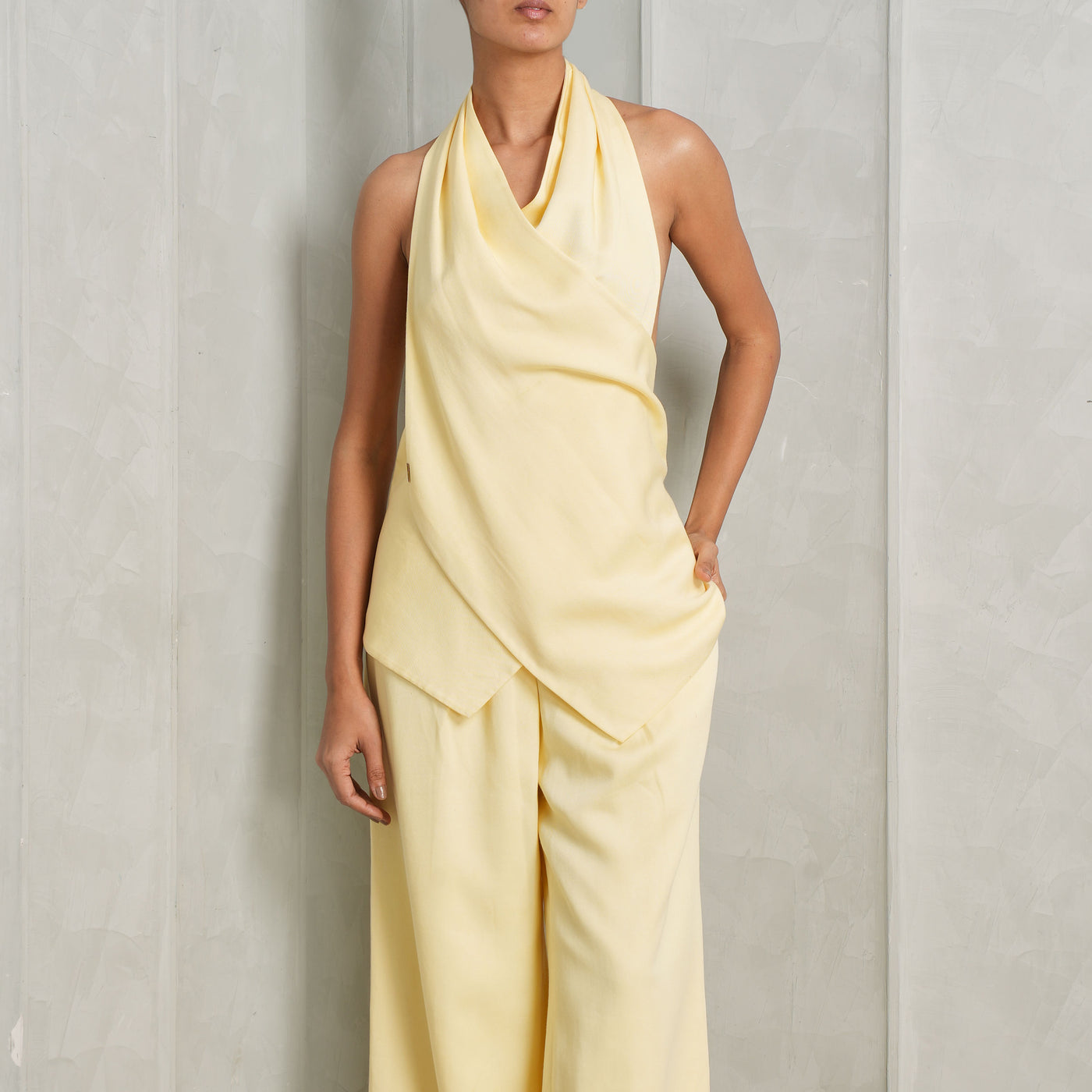 Butter Yellow Halter Top & Pant Set