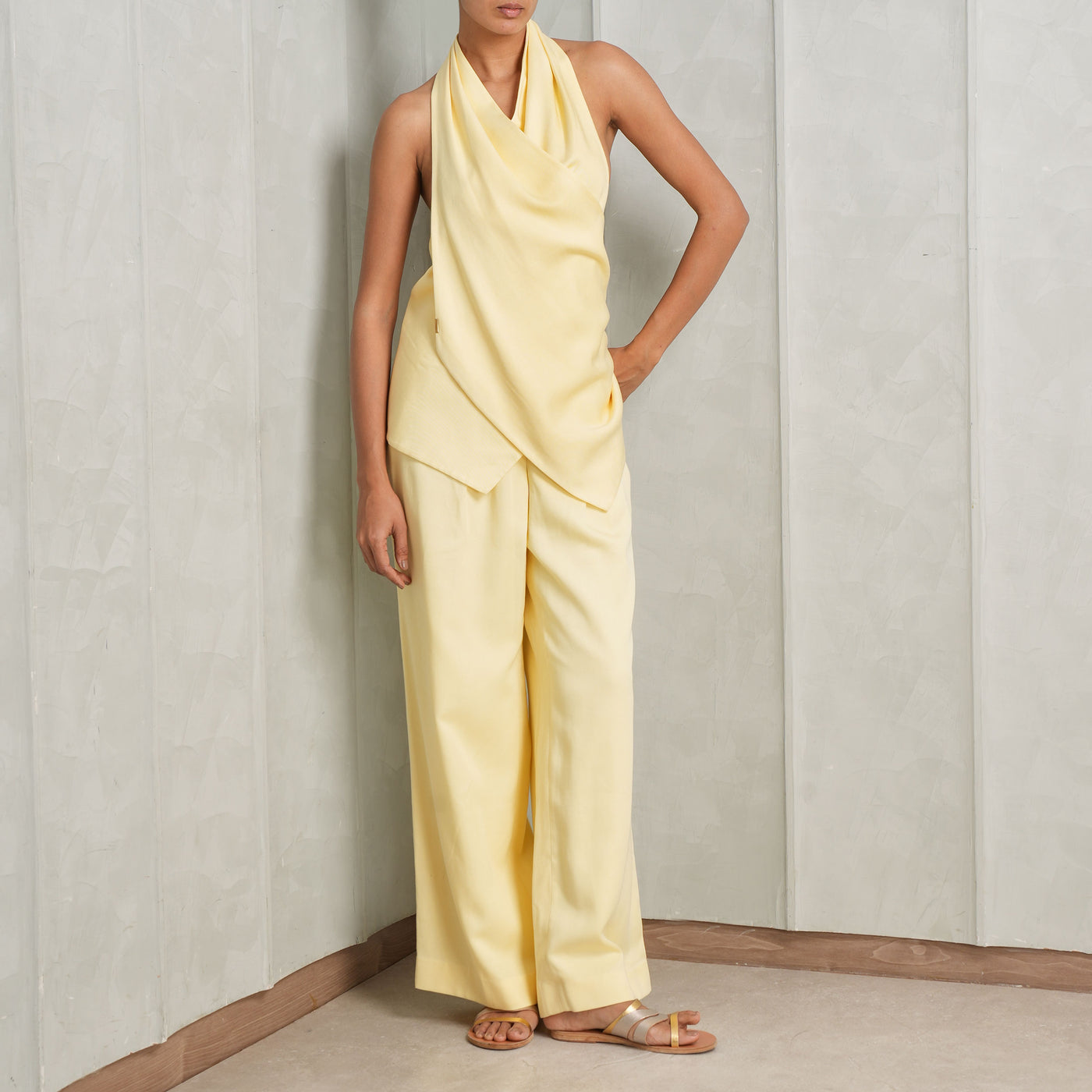 Butter Yellow Halter Top & Pant Set