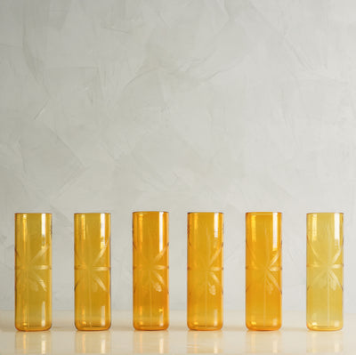 Yellow Palm Glass Set of Six