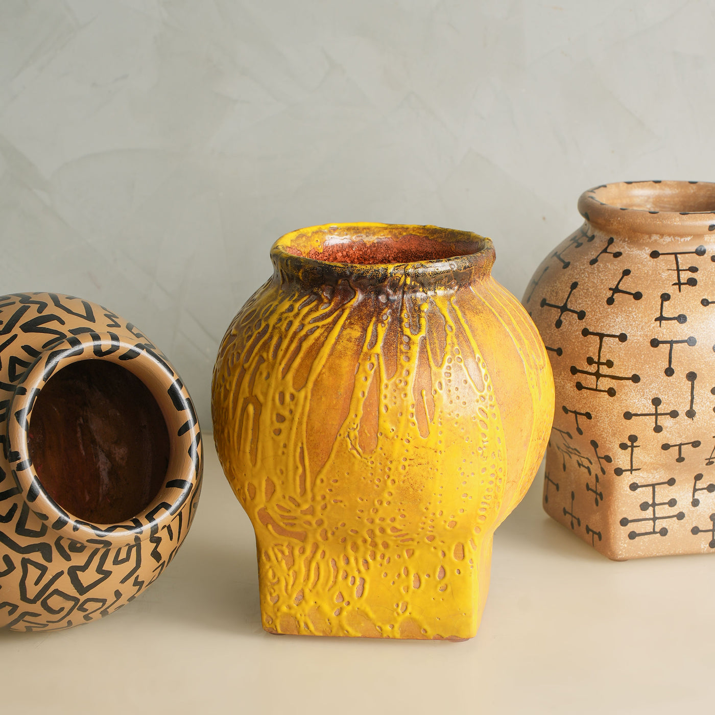Yellow Smoked Terracotta Matka