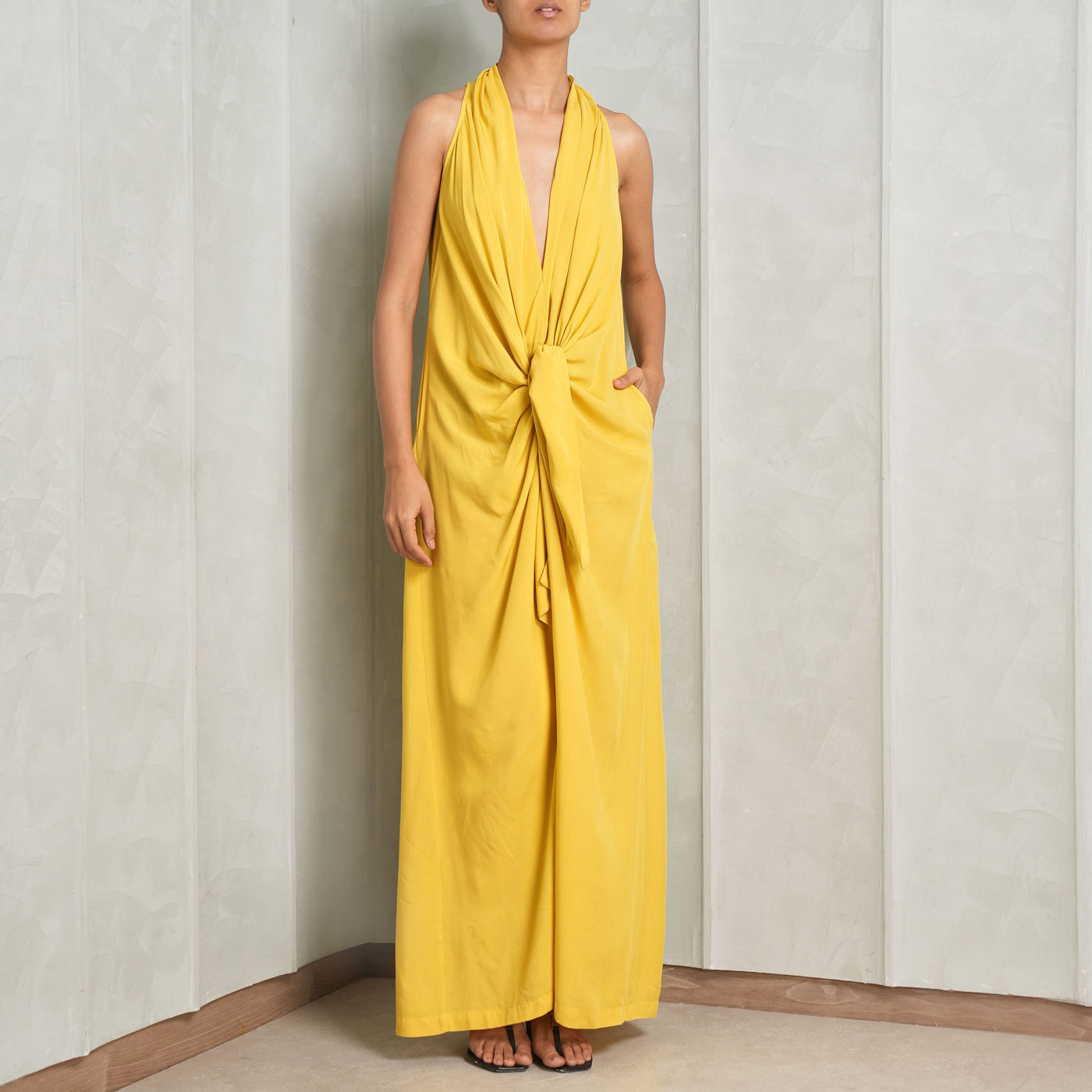 ITUVANA Solana Knotted Dress Yellow 