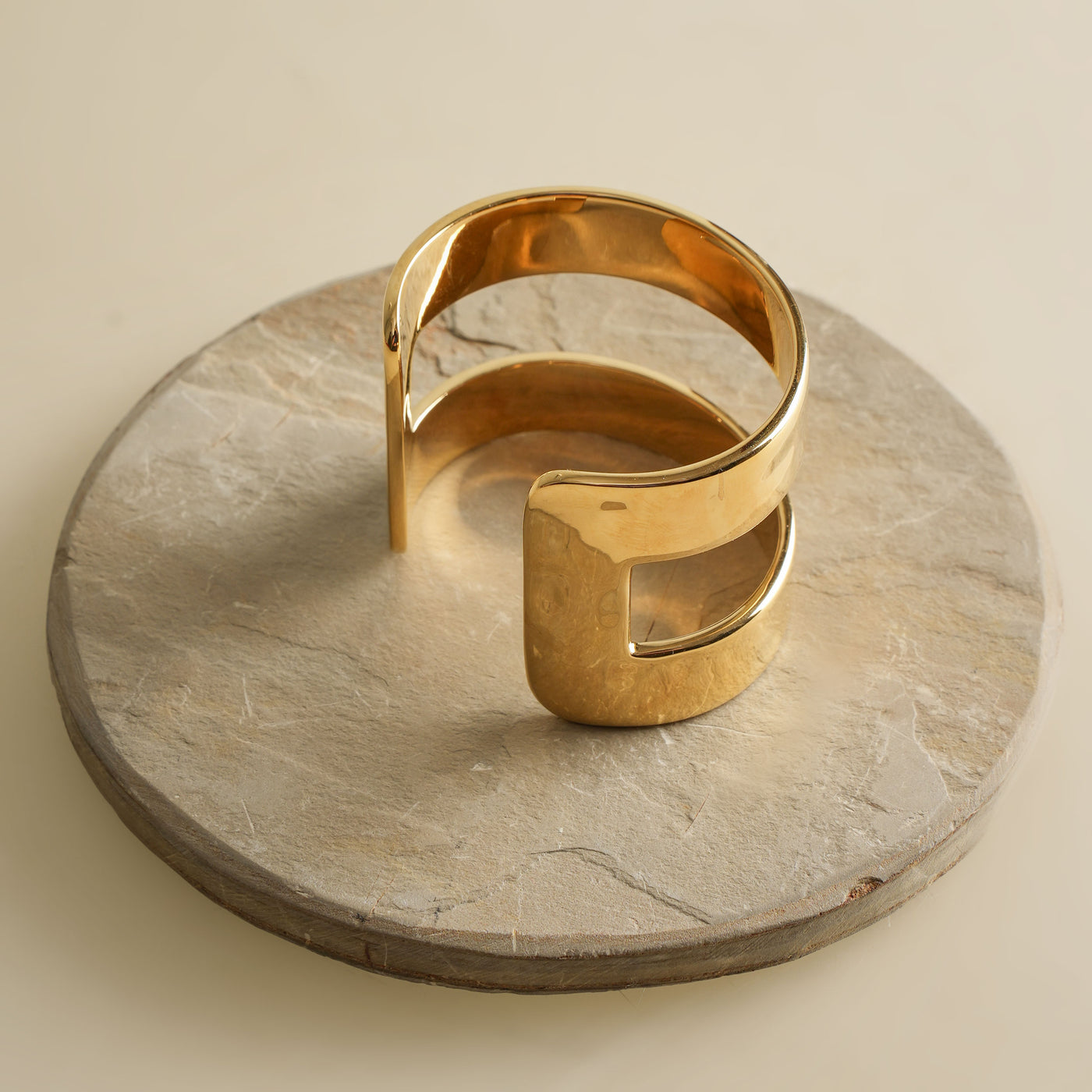SAINT LAURENT polished gold cuff bracelet