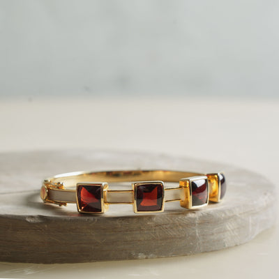 Zayn By Sunena Gold Garnet Bangle