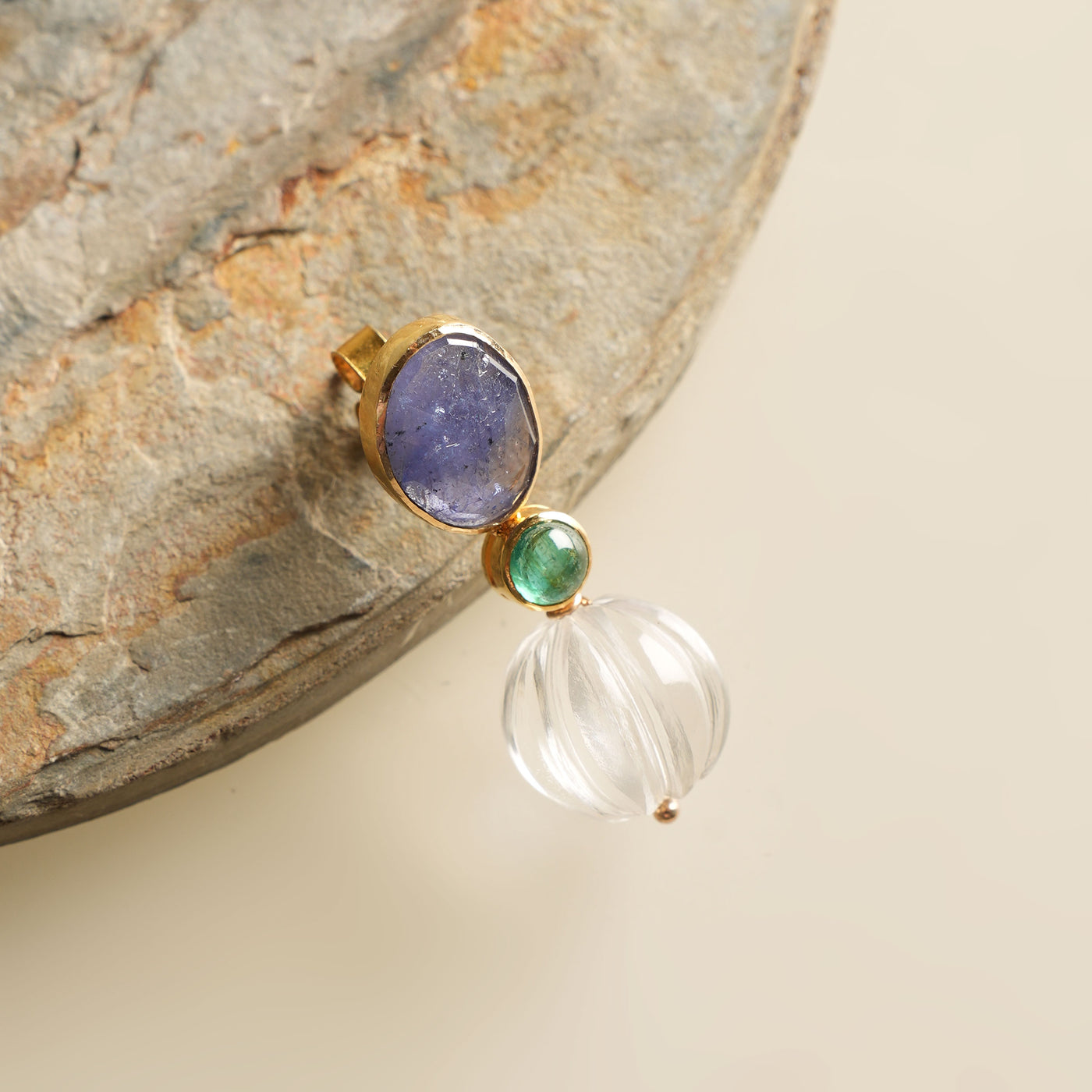 Tanzanite and Emerald Earrings