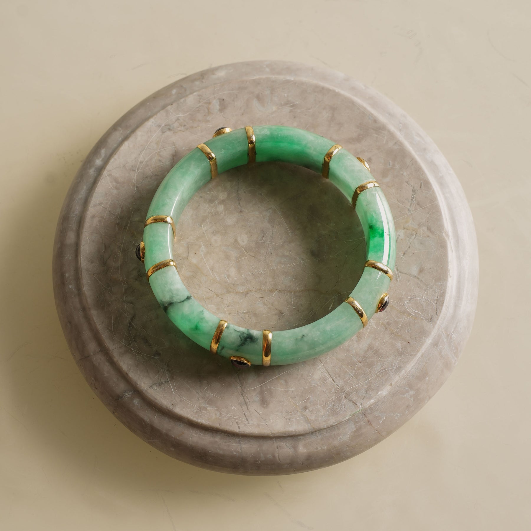 Jade and hot sale gold bangle