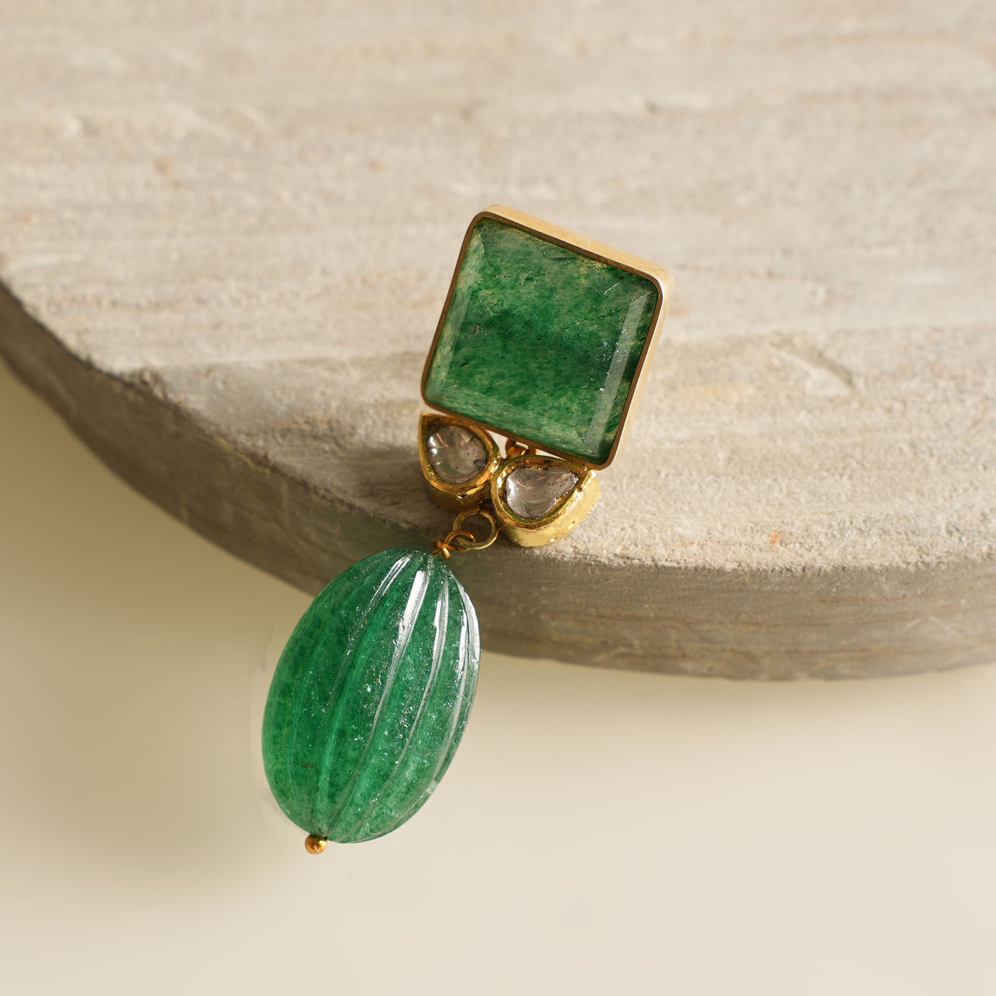 ZAYN BY SUNENA green stone and polki fiza earrings